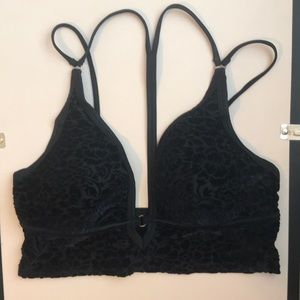 PINK M BLACK VELVET BRALETTE